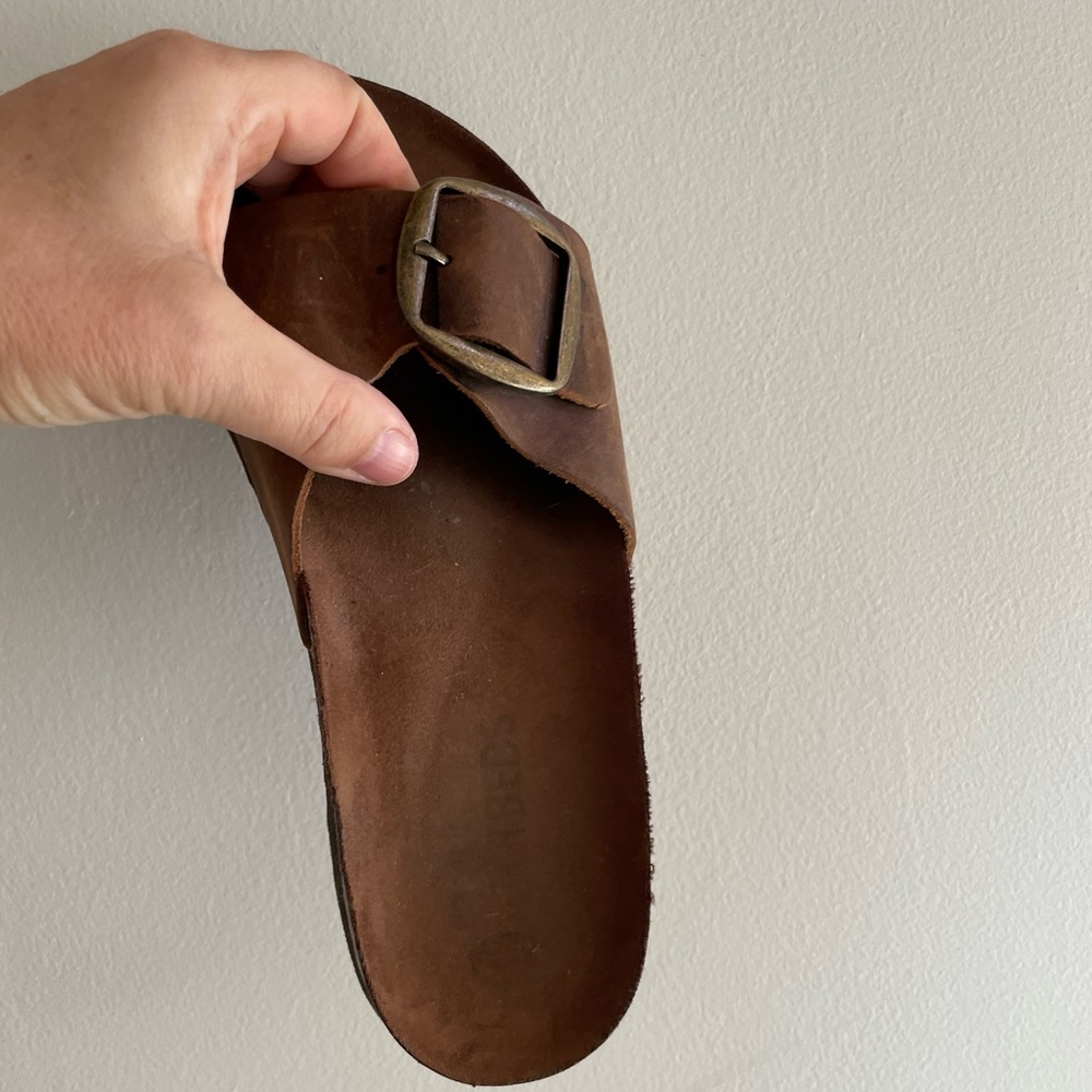 Birkenstock big buckle « style » footbeds. Brown. Size 7.5